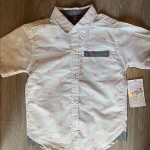 Kids Button Down Shirt - Pink and Gray
